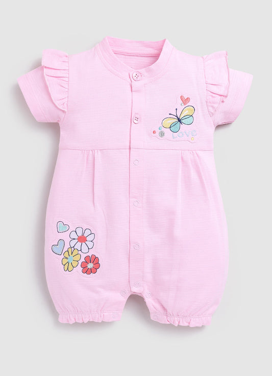 Girl's cute butterfly romper-Pink