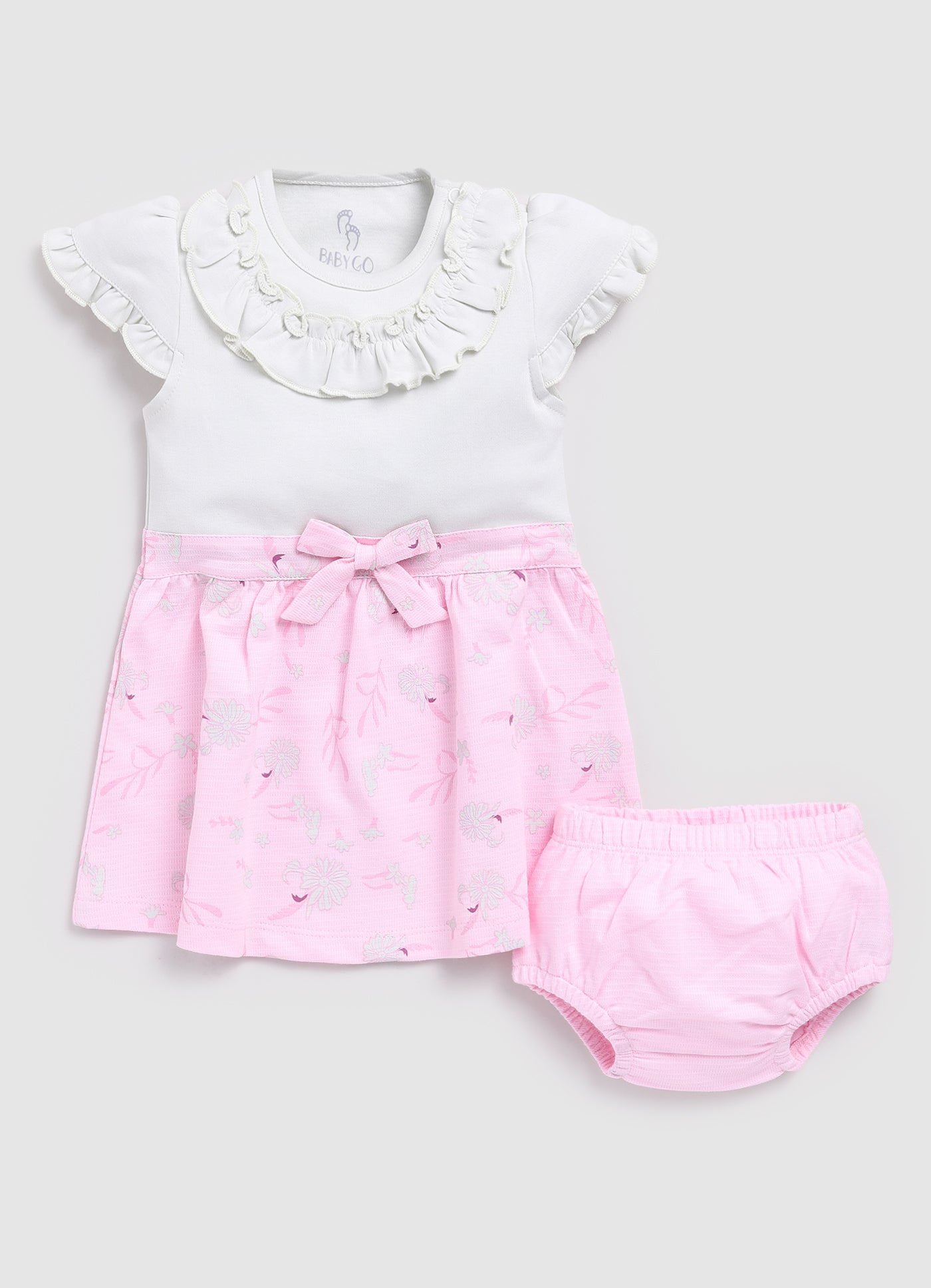 Floral Printed Baby Girl Frock/Dress with pant set-Pink