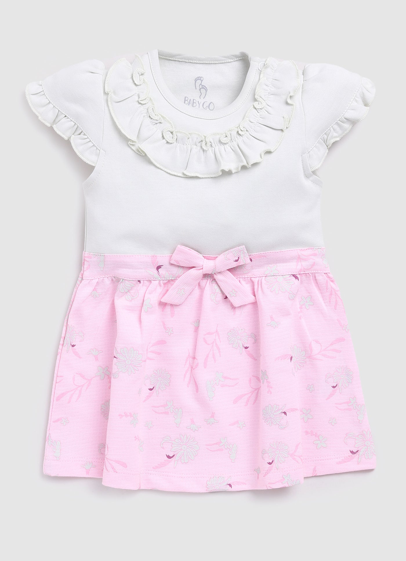 Floral Printed Baby Girl Frock/Dress with pant set-Pink