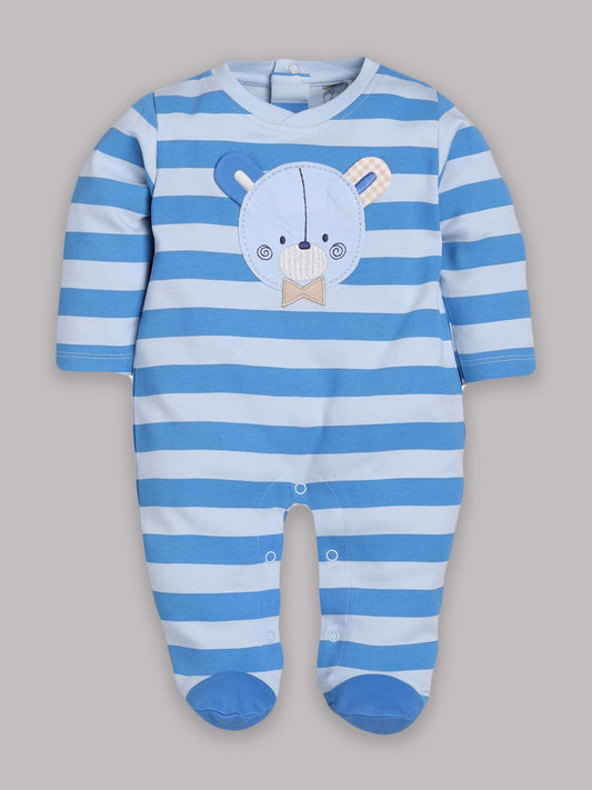 BABY GO 100% Pure Cotton Full Sleeves Rompers/Bodysuit/Sleepsuit for Baby Boys-SKY