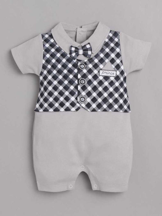 Half Sleeves Round neck Romper/Summer clothes/Creeper/new born/infent wear/ for Baby Boys 100% Pure Cotton-GREY