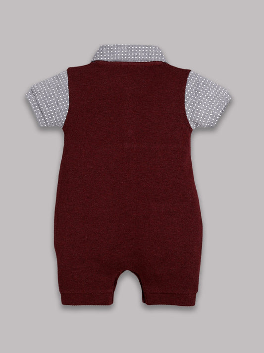 Half Sleeves Round neck Romper for Baby Boys 100% Pure Cotton-MAROON