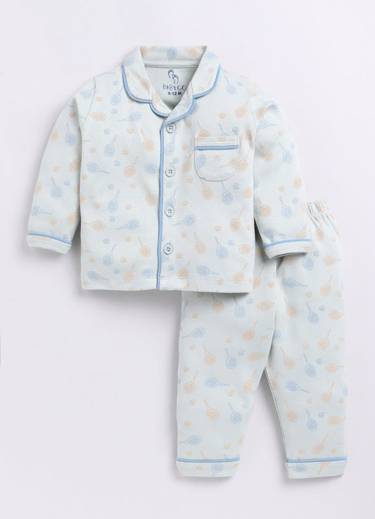 Fun Printed Baby Boy Night Suit-OLIVE