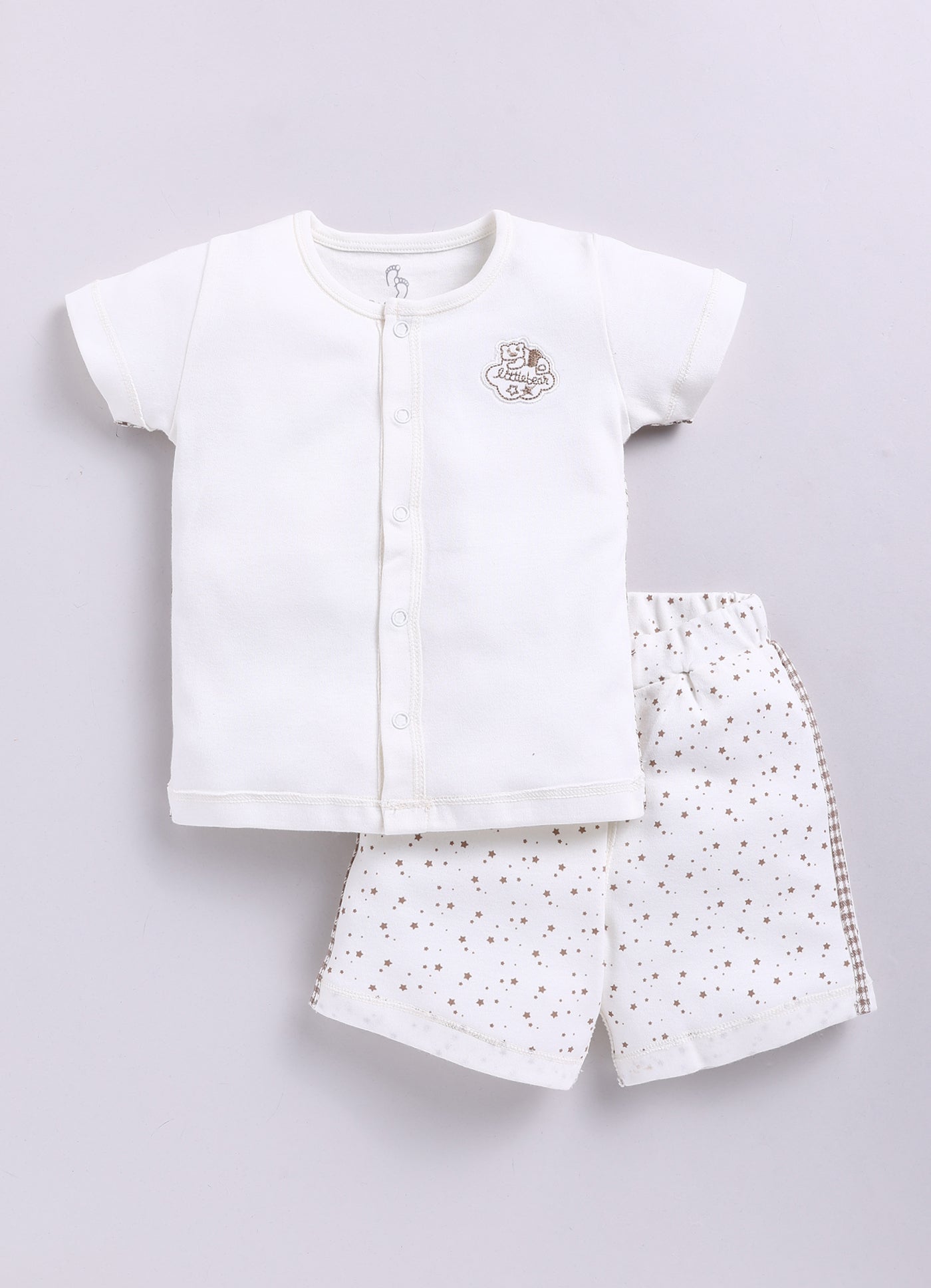 Baby Girl Casual Half Sleeve Top & Short Set-White