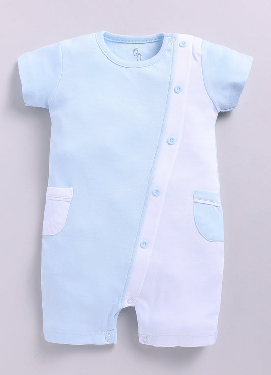 Twin Color Stylish Baby Boy Romper-Sky Blue