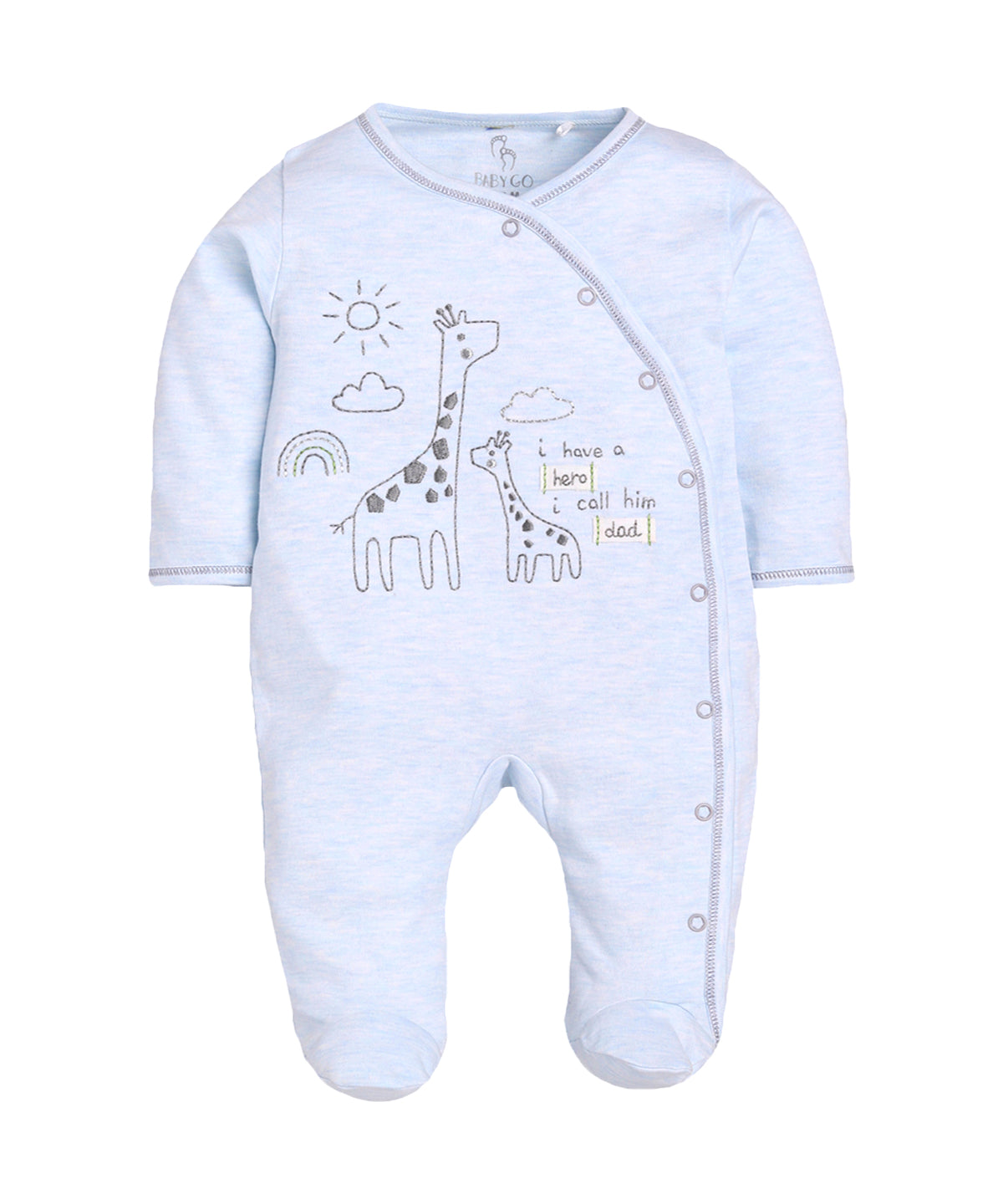 Round neck animal print romper for Baby Boy-SKY