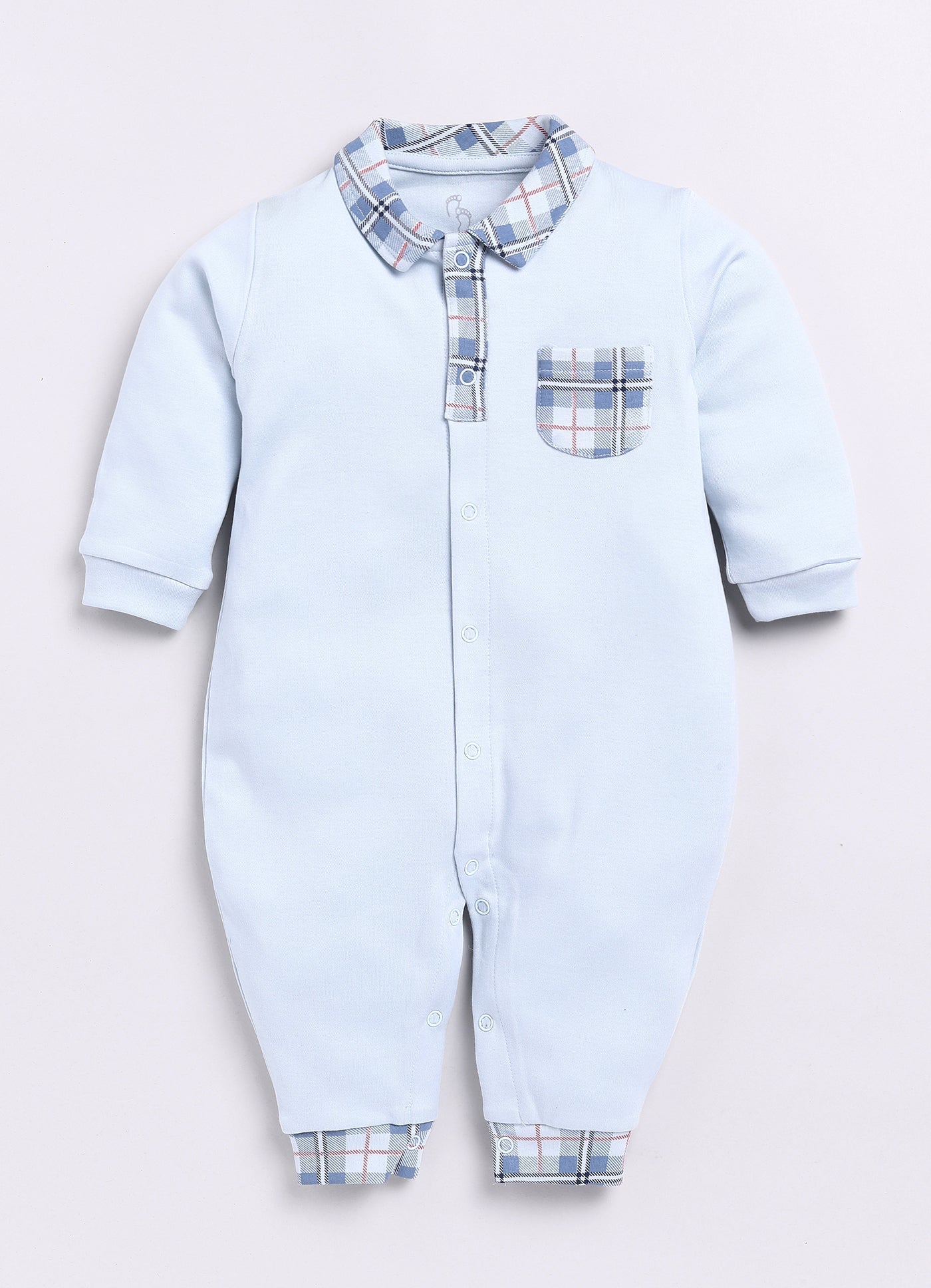 Baby Boy Full Sleeve Romper-Sky Blue