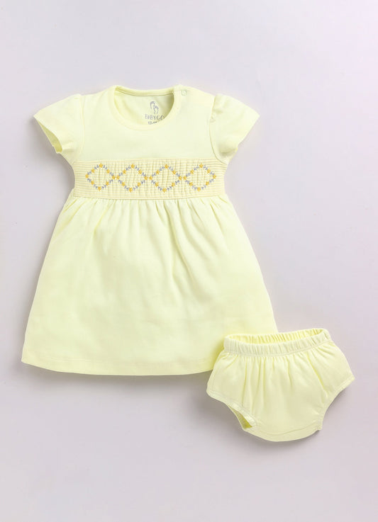 Baby Girl Comfy summer baby frock-Lemon