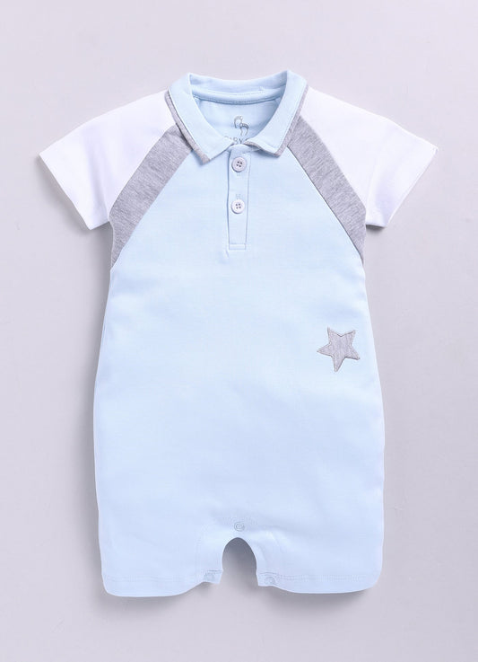 Casual Half Sleeve Baby Boy Romper-Sky Blue