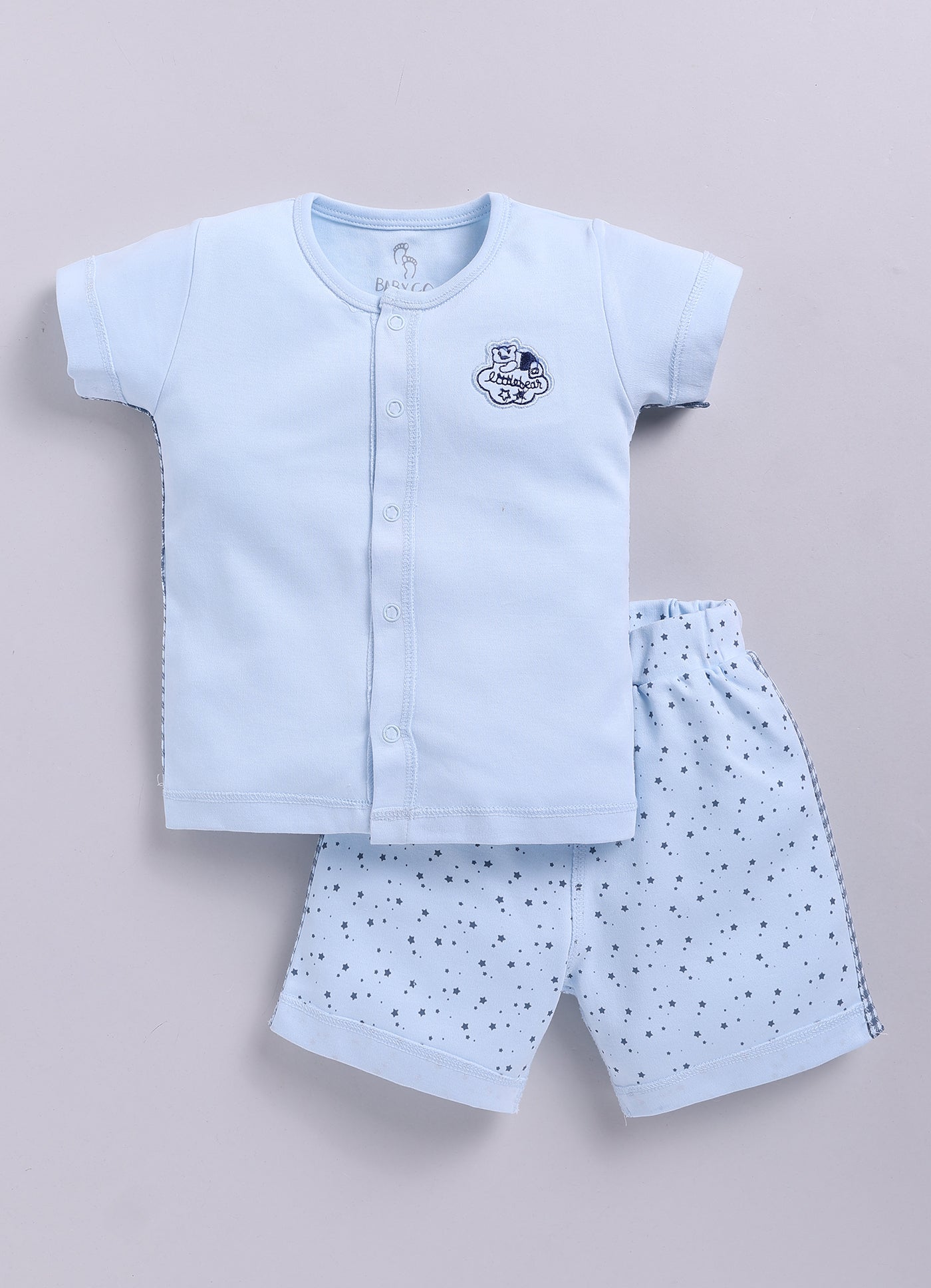 Baby Girl Casual Half Sleeve Top & Short Set-Sky Blue