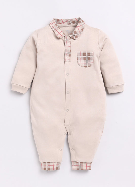 Baby Boy Full Sleeve Romper-Beige