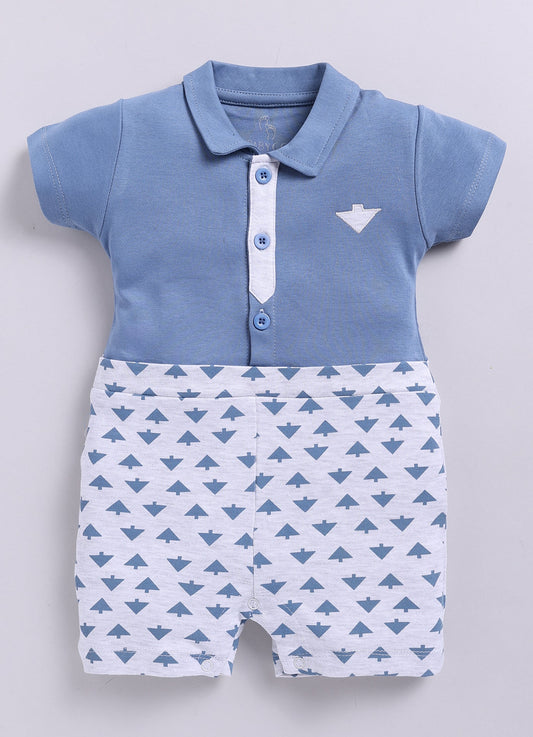 Cute Baby Boy Printed Romper-Navy Blue