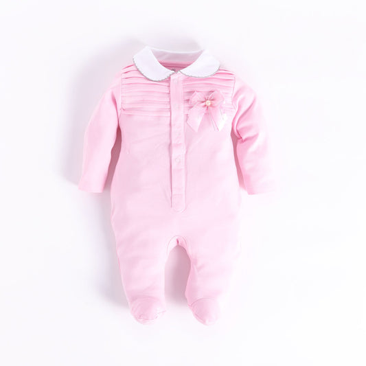 Designer full sleeves Romper for Baby Girl-Pink