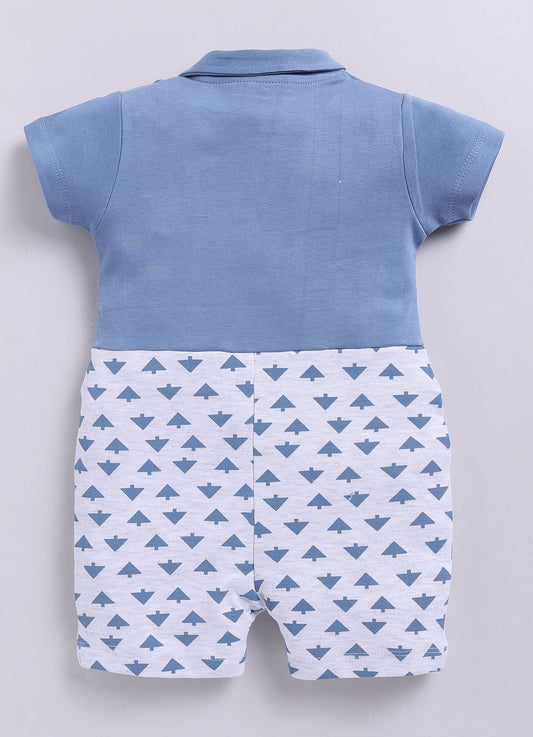 Cute Baby Boy Printed Romper-Navy Blue