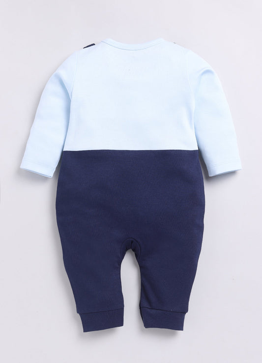 Baby Boy Full Sleeve Bow Romper-Navy Blue