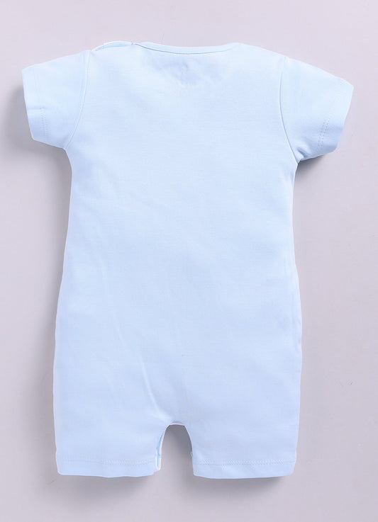 Twin Color Stylish Baby Boy Romper-Sky Blue