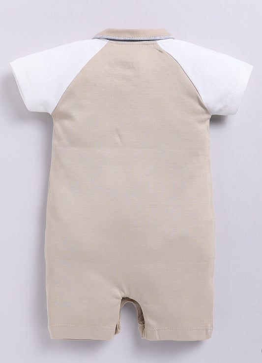 Casual Half Sleeve Baby Boy Romper-Beige