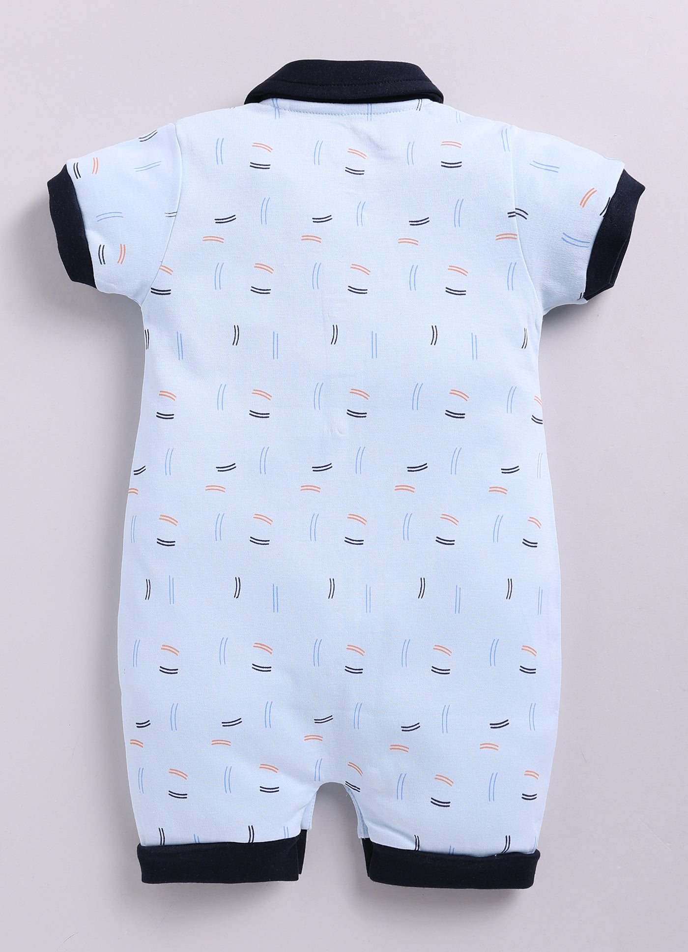 Printed Half Sleeve Baby Boy Romper-Sky Blue