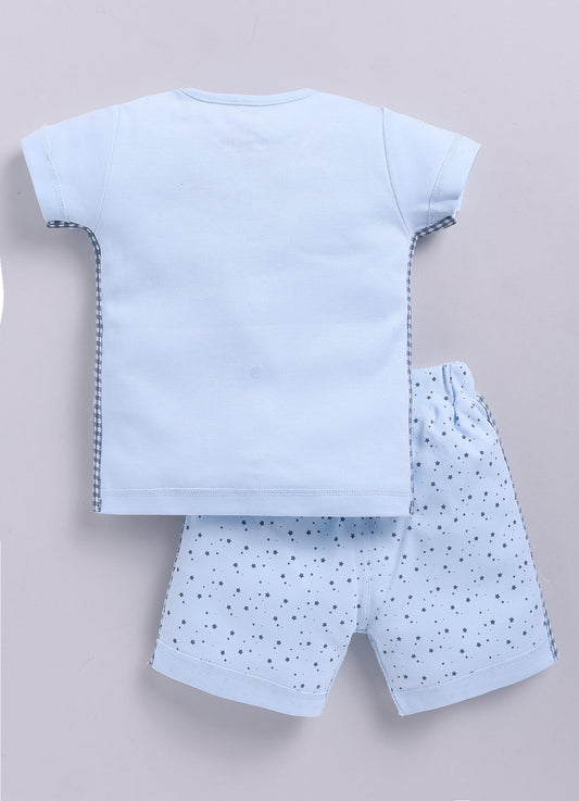 Baby Girl Casual Half Sleeve Top & Short Set-Sky Blue