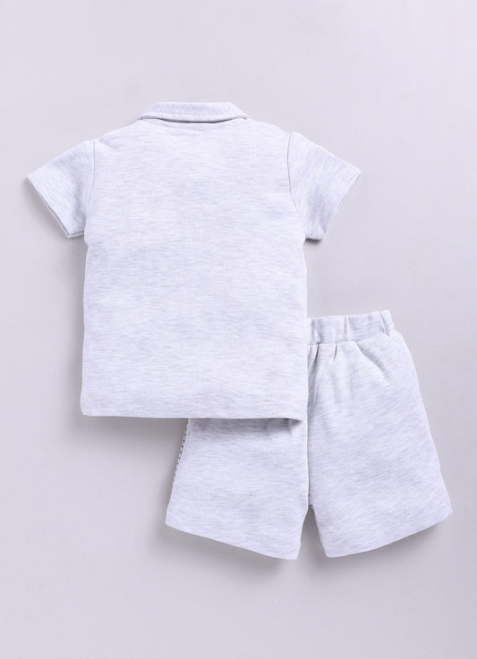 Casual Baby Boy Half T Shirt & Shorts Set-Grey