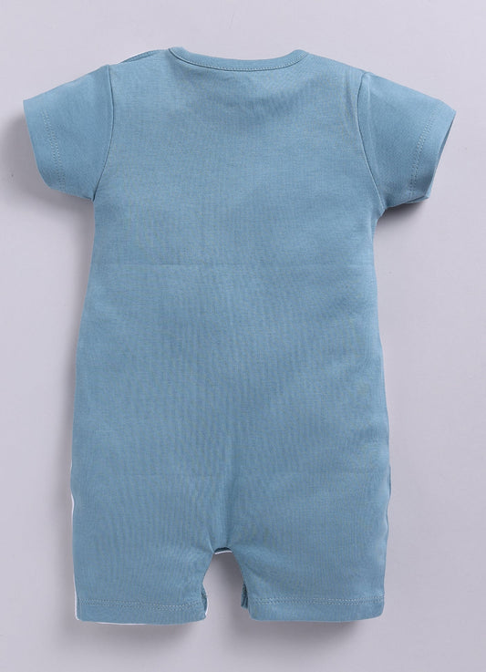 Twin Color Stylish Baby Boy Romper-Blue