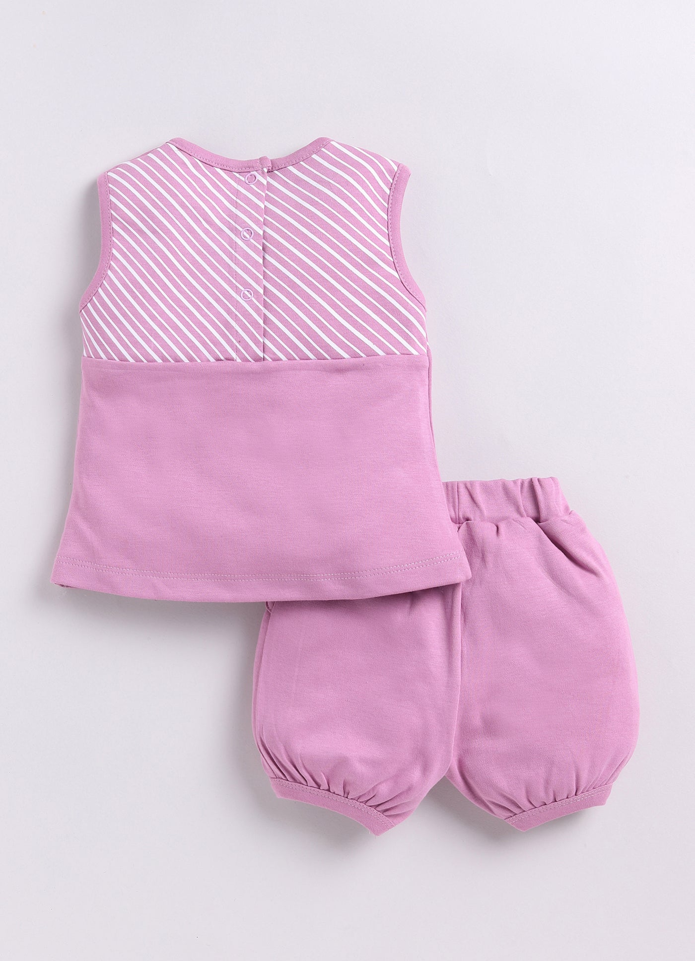 Baby Girl Striped Sleeveless Top & Short Set-Lavender