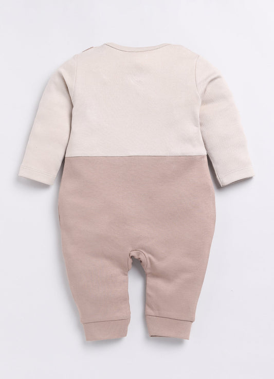 Baby Boy Full Sleeve Bow Romper-Beige