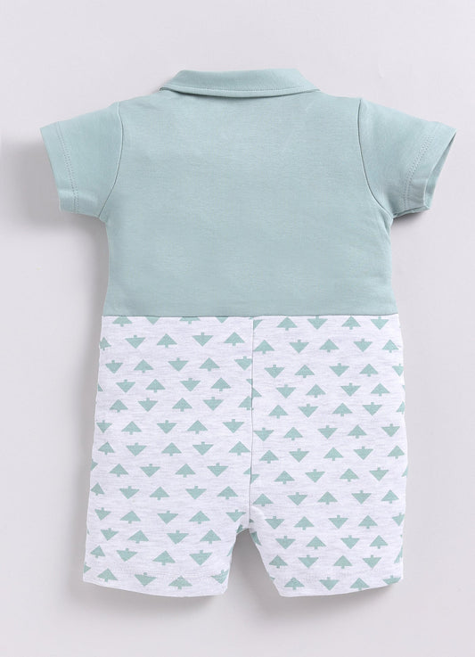 Cute Baby Boy Printed Romper-Green