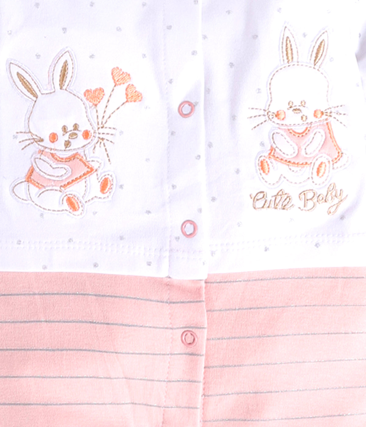 Cute rabbit printed Romper for Baby Girl-PEACH