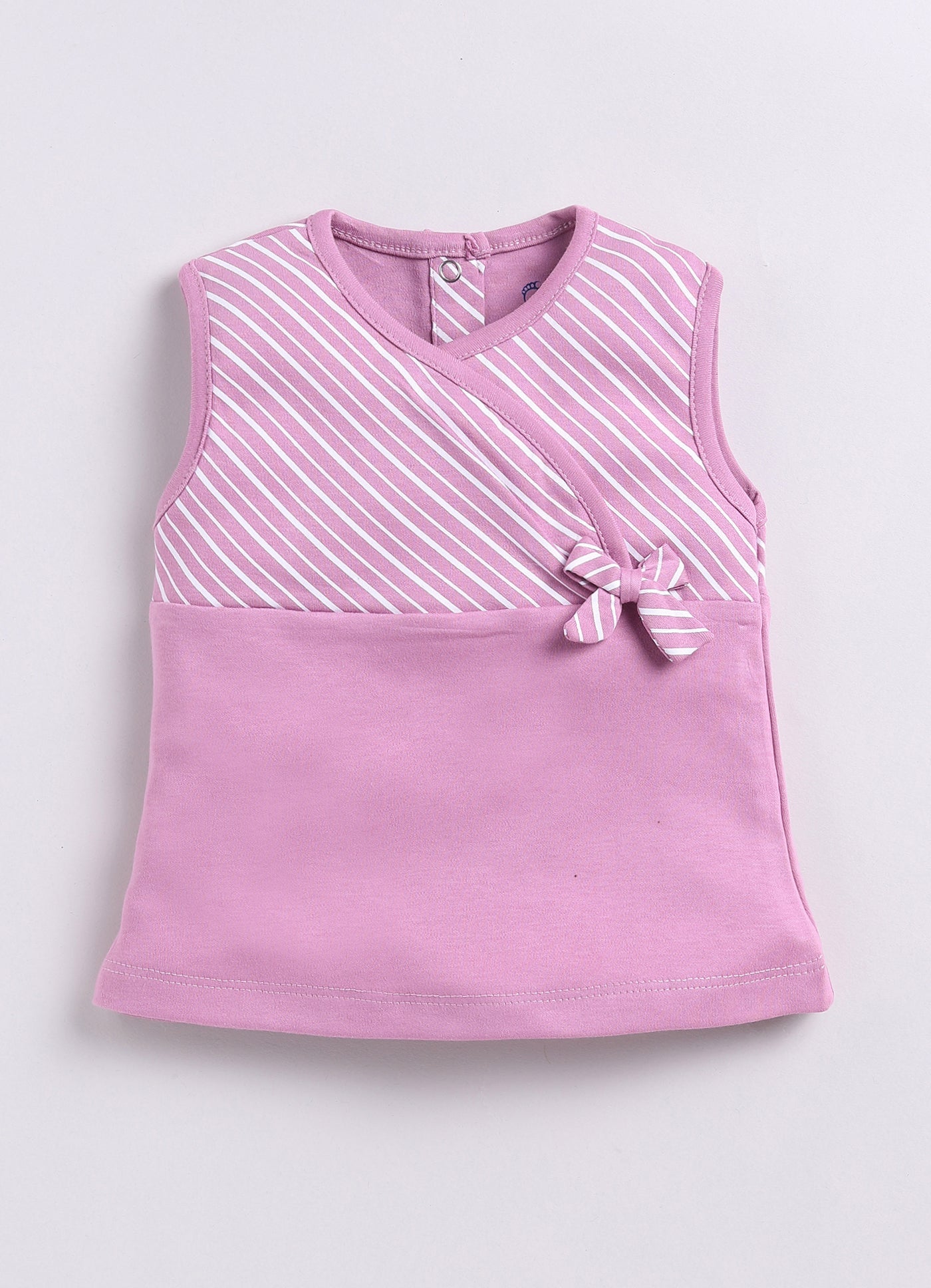 Baby Girl Striped Sleeveless Top & Short Set-Lavender