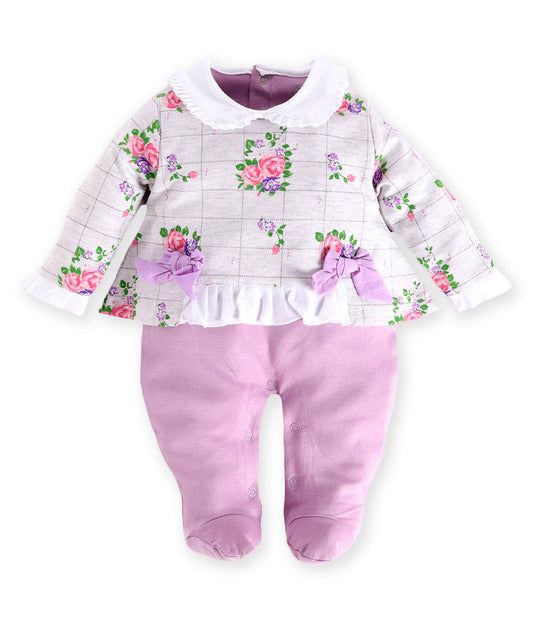 Floral printed Romper for baby girl- MAUVE