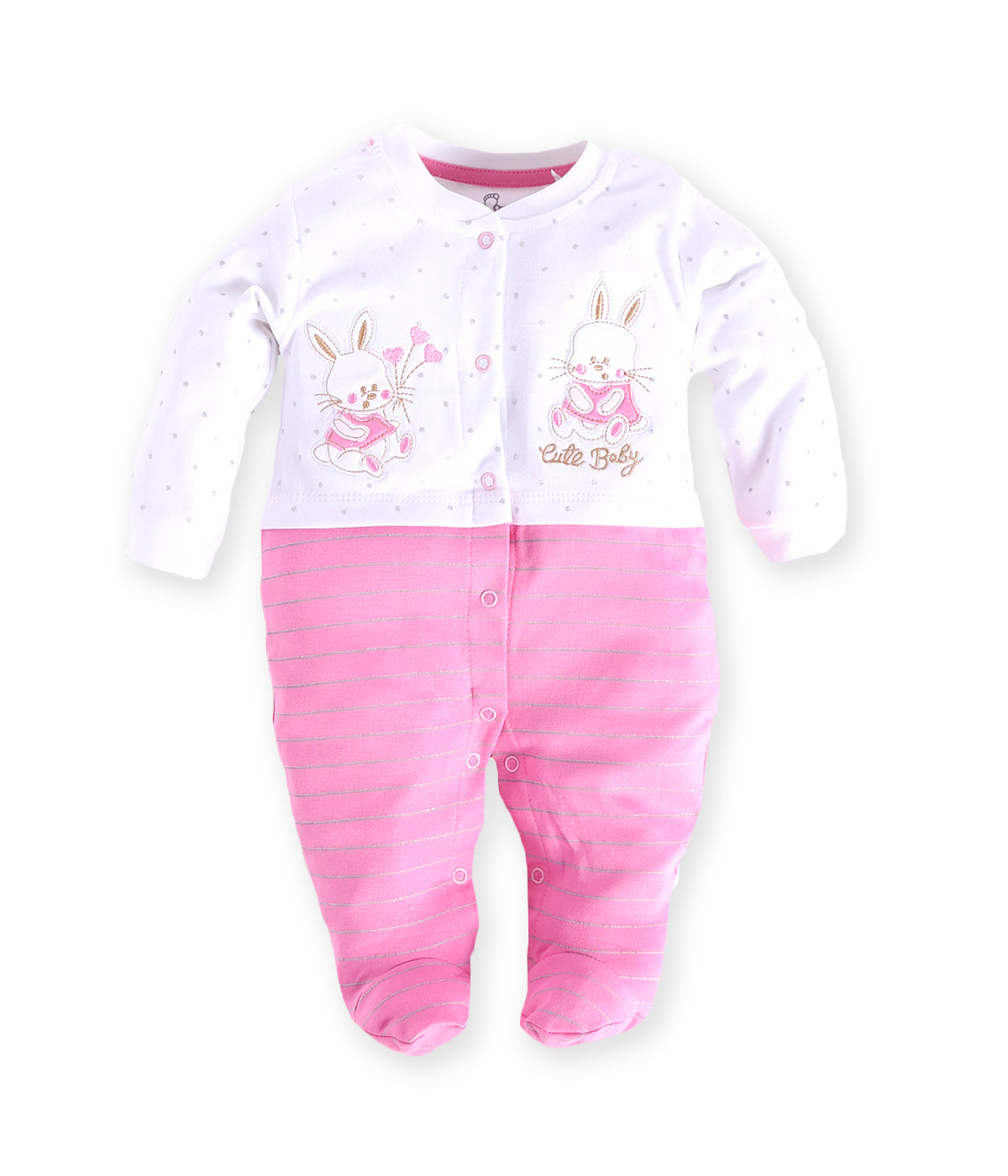 Cute rabbit printed Romper for Baby Girl-PINK