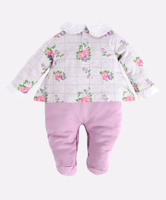 Floral printed Romper for baby girl- MAUVE