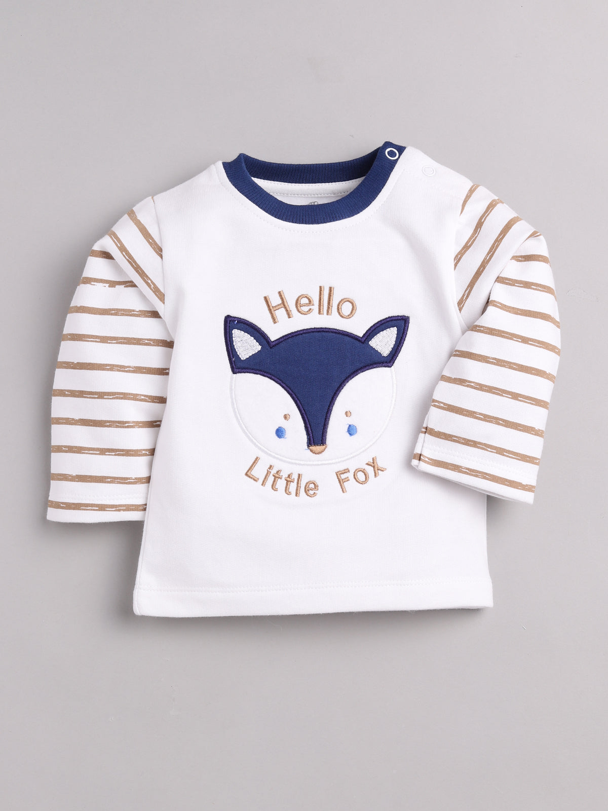 Little Fox printed casual T-Shirt Pyjama set-NAVY